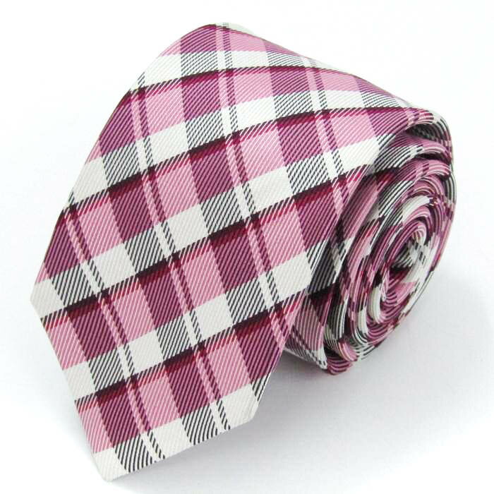 パッゾ ブランド ネクタイ チェック柄 格子柄 シルク メンズ ピンク PAZZO 【中古】