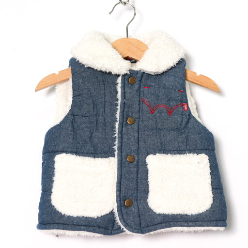 エドウィン ベスト 裏ボア 中綿入り アウター ベビー 女の子用 90サイズ ブルー EDWIN 【中古】 エドウィン ベスト 裏ボア 中綿入り アウター ベビー 女の子用 90サイズ ブルー EDWIN 【中古】
