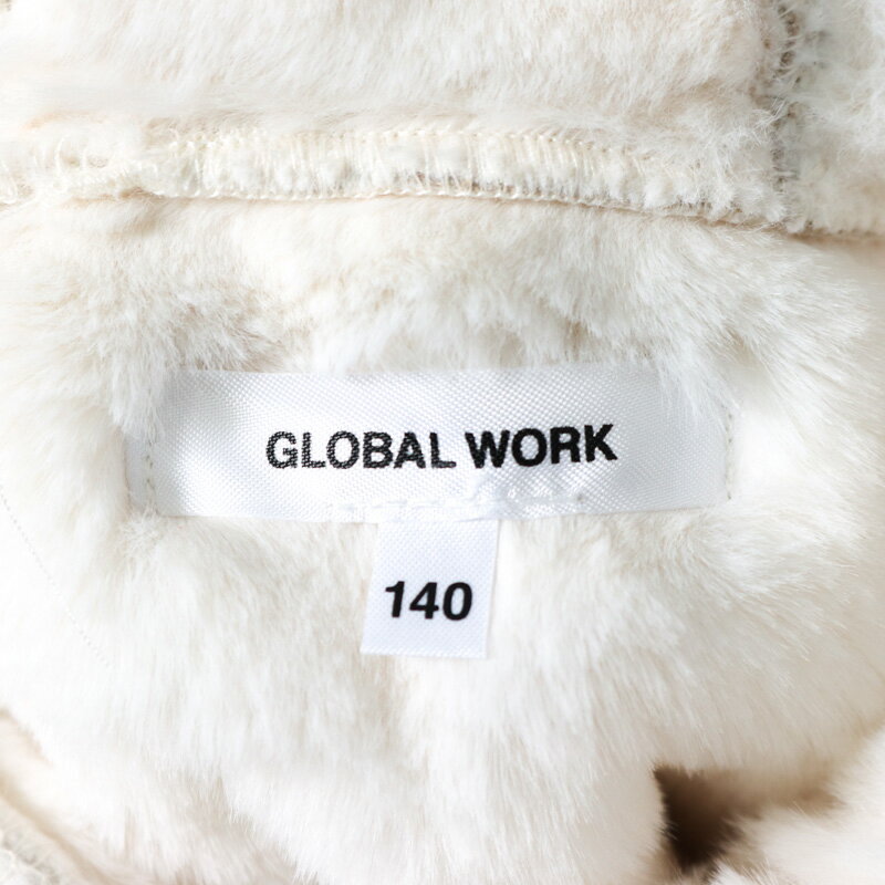 グローバルワーク ロングコート フェイクムートン アウター キッズ 女の子用 140サイズ ベージュ GLOBAL WORK 【中古】 3