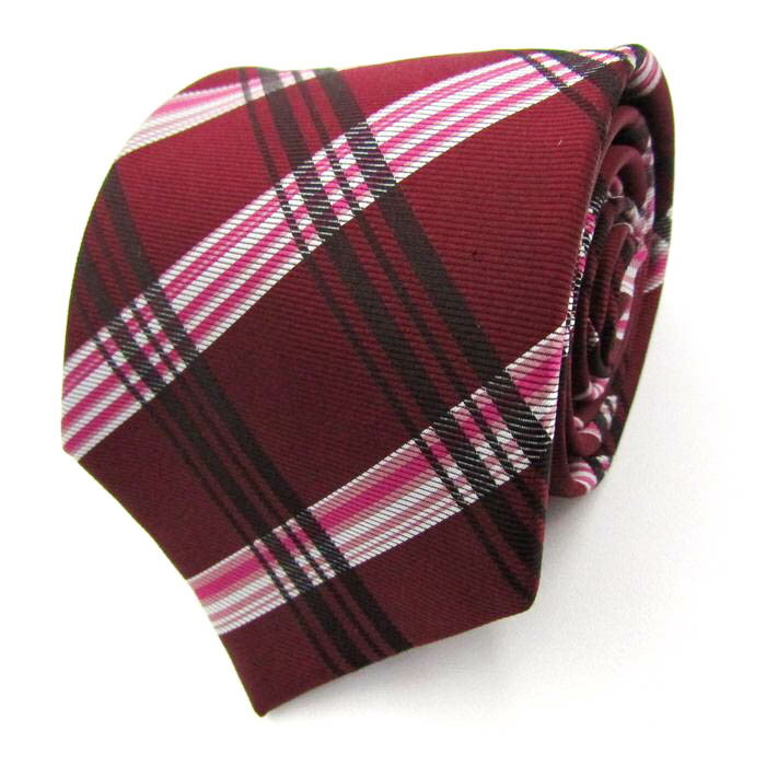 タカキュー ブランドネクタイ チェック柄 格子柄 シルク メンズ ワインレッド TAKA Q 【中古】(4)