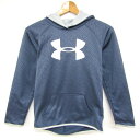 アンダーアーマー 長袖パーカー プルオーバー コールドギア スポーツウエア キッズ 男の子用 YLGサイズ グレー UNDER ARMOUR 【中古】