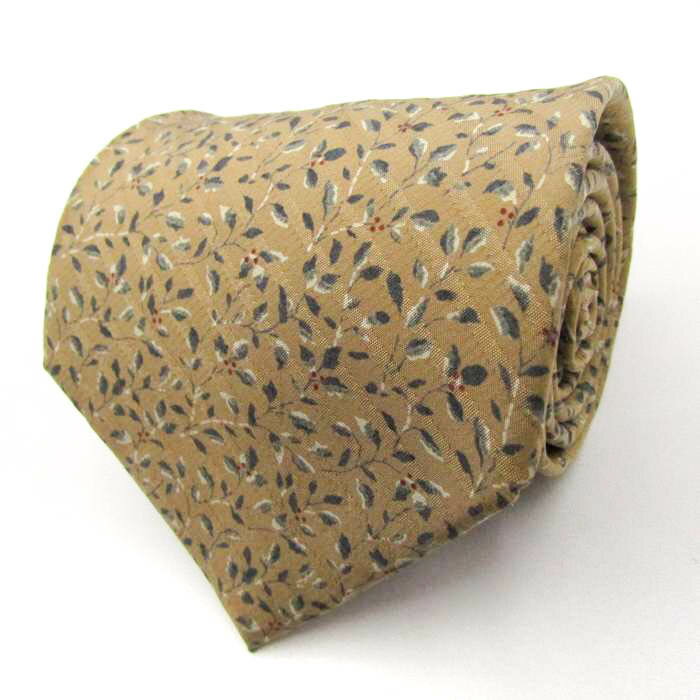 リキエル オム ブランドネクタイ 総柄 リーフ柄 花柄 シルク 日本製 メンズ ベージュ RYKIEL HOMME 【中古】