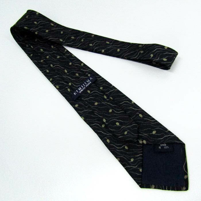 キミジマ ブランド ネクタイ シルク 花柄 メンズ ネイビー KIMIJIMA PARIS TOKYO 【中古】