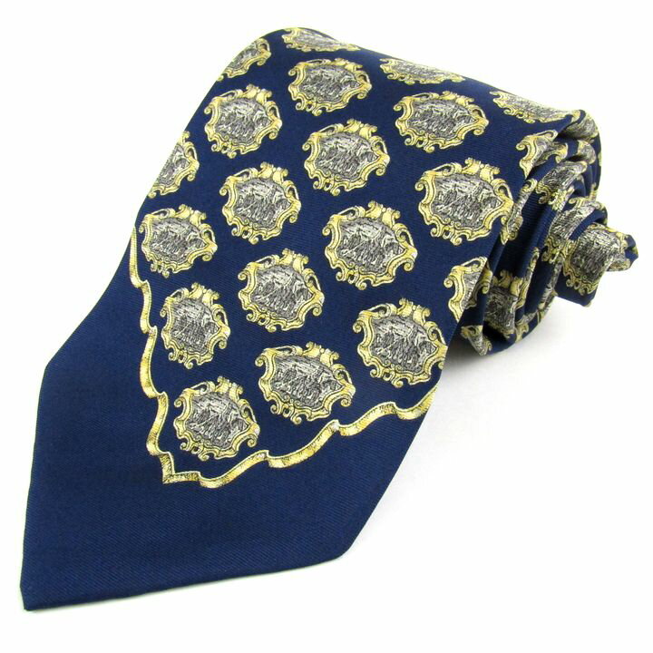 ジャンフランコ・フェレ ブランドネクタイ ワイドタイ 総柄 シルク イタリア製 メンズ ネイビー GIANFRANCO FERRE 【中古】
