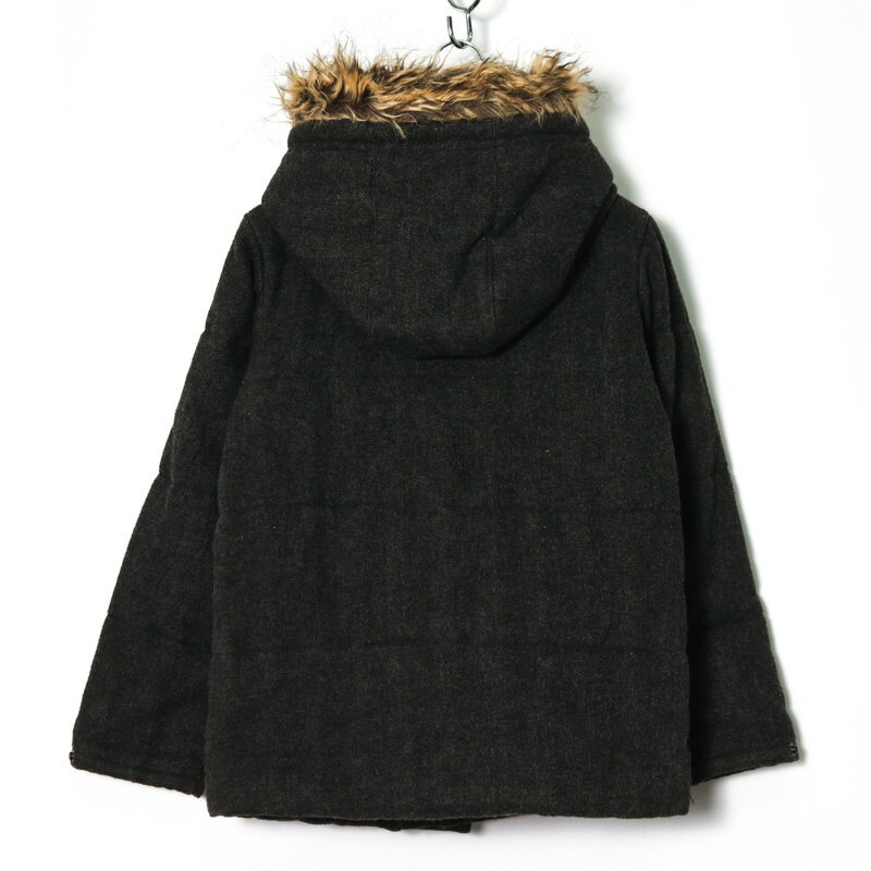 バックナンバー ショートコート 中綿入り ファー付き アウター キッズ 男の子用 130サイズ ダークグレー BACK NUMBER 【中古】