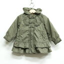 エニィファム ショートコート リボン フリル アウター ベビー 女の子用 90サイズ カーキ anyFAM 【中古】