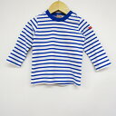 【4/20 11:00から 50%OFFクーポン】ミキハウス 長袖Tシャツ ボーダー柄 肩スナップ ベビー 男の子用 F(70-80)サイズ ブルー×ホワイト MIKI HOUSE 【中古】