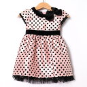 マザウェイズ 半袖ワンピース ドット フォーマル 発表会 結婚式 ベビー 女の子用 83cm/12-18monthサイズ ピンク×ブラック motherways...
