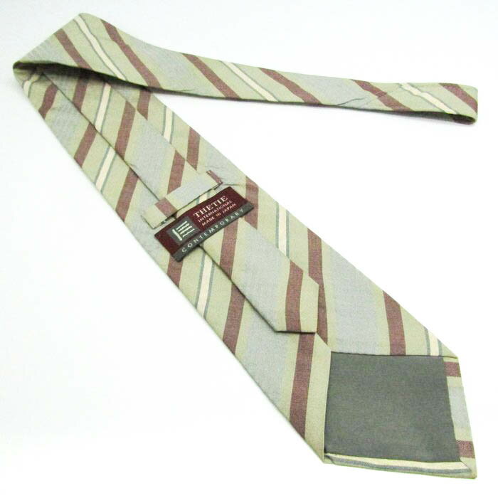 ザタイ ブランド ネクタイ ストライプ柄 シルク 日本製 メンズ ライトグレー THE TIE 【中古】