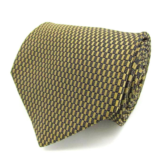 レミュー ブランド ネクタイ シルク 小紋柄 総柄 メンズ イエロー LES MUES 【中古】(4)