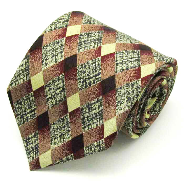 ニノセルッティ ブランドネクタイ チェック柄 シルク メンズ ベージュ系 Nino Cerruti 【中古】