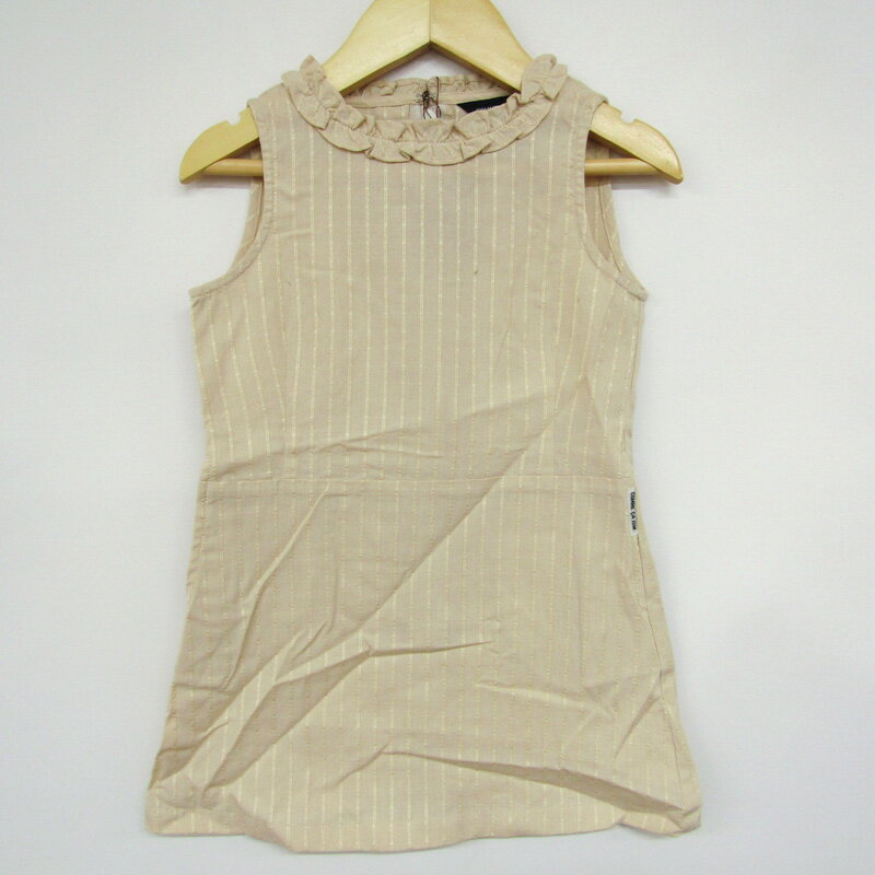 コムサイズム ノースリーブブラウス ストライプ柄 未使用品 ベビー 女の子用 90サイズ ベージュ COMME CA ISM 【中古】