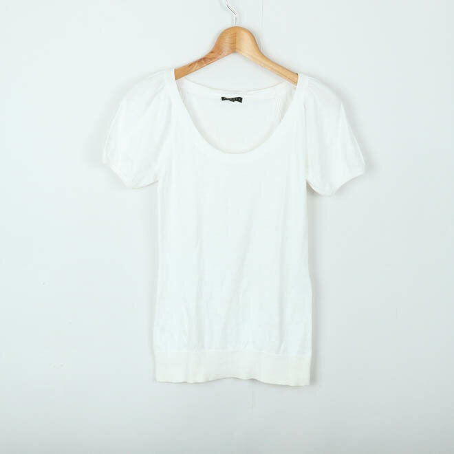 セオリー ニット 半袖 セーター ロング丈 リンクインターナショナル レディース 2サイズ ホワイト theory 【中古】