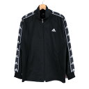 アディダス ジップアップジャージ 袖ロゴライン スポーツウエア メンズ Mサイズ ブラック adidas 【中古】