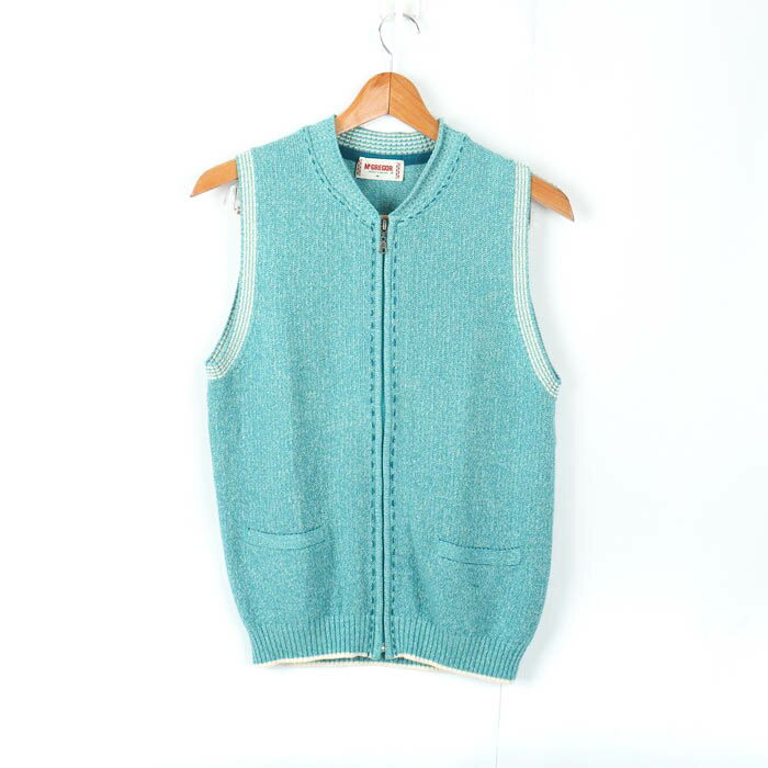 マックレガー ベスト ニット セーター スポーツウエア シルク混 メンズ Mサイズ ブルー McGregor 【中古】