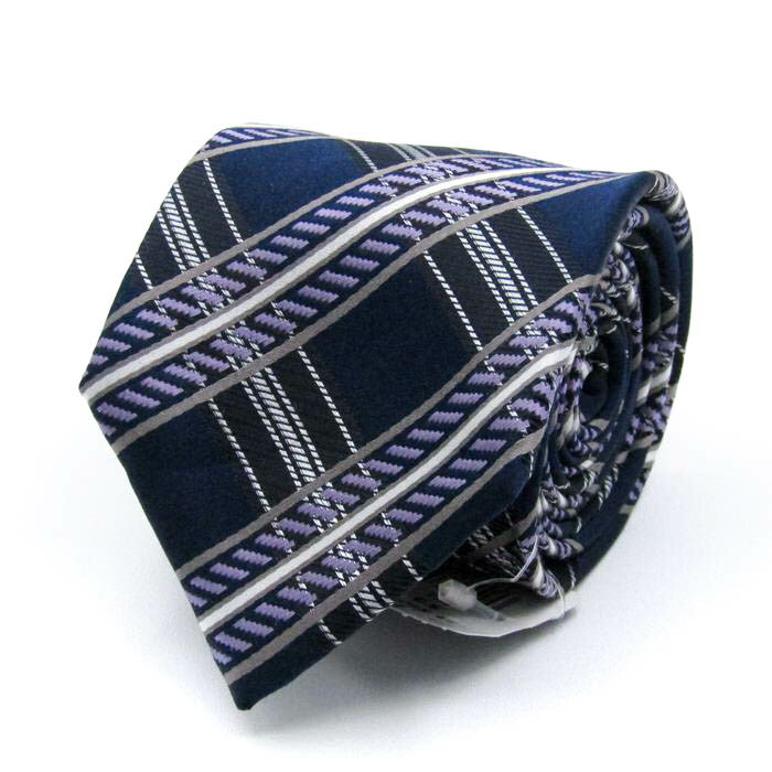 ブリックハウス ブランド ネクタイ チェック柄 格子柄 シルク 未使用タグ付 PO メンズ ネイビー BRICK HOUSE 【中古】