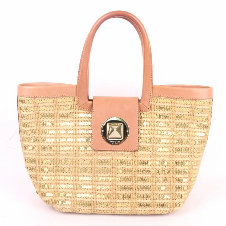 ケイトスペード ハンドバッグ かごバッグ スパンコール ブランド 鞄 カバン レディース ベージュ Kate Spade 【中古】