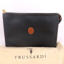 トラサルディ セカンドバッグ クラッチバッグ イタリア製 ブランド 鞄 カバン メンズ ブラック TRUSSARDI 【中古】