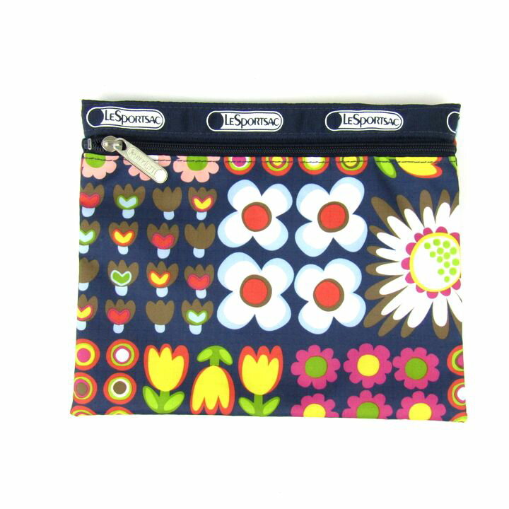 レスポートサック ポーチ 花柄 小物入れ マルチケース ブランド レディース ネイビー LeSportsac 【中古】