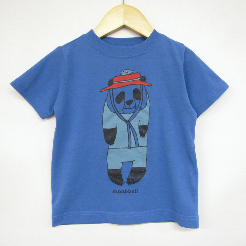 モンベル 半袖Tシャツ トップス グラフィックT パンダ キッズ 男の子用 100サイズ ブルー mont-bell 【中古】
