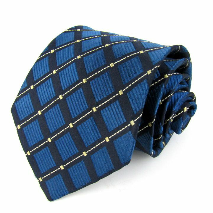 エルメネジルドゼニア ネクタイ ワイドタイ チェック柄 シルク ブランド メンズ ネイビー Ermenegildo Zegna 【中古】
