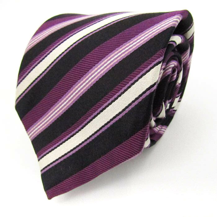 パーフェクトスーツファクトリー ブランド ネクタイ ストライプ柄 シルク PO メンズ パープル P.S.FA 【中古】
