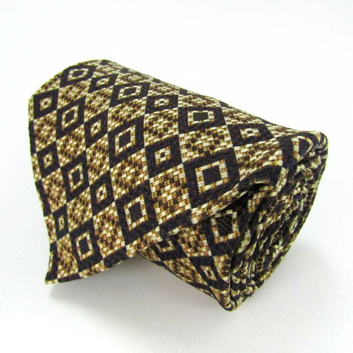 ニューヨーカー ブランド ネクタイ 小紋柄 格子柄 幾何学模様 シルク PO メンズ ベージュ NEWYORKER 【中古】