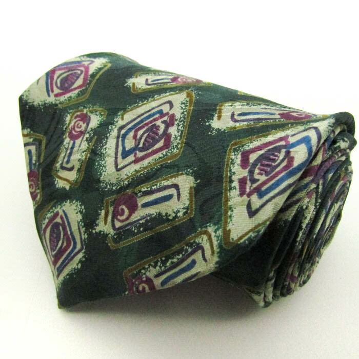 フルマーク ブランド ネクタイ 総柄 シルク PO メンズ グリーン FULL MARK 【中古】
