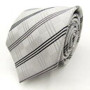 シンプルフレーズクラバット ブランド ネクタイ チェック柄 シルク混 PO メンズ グレー SIMPLE PHRASE CRAVAT 【中古】