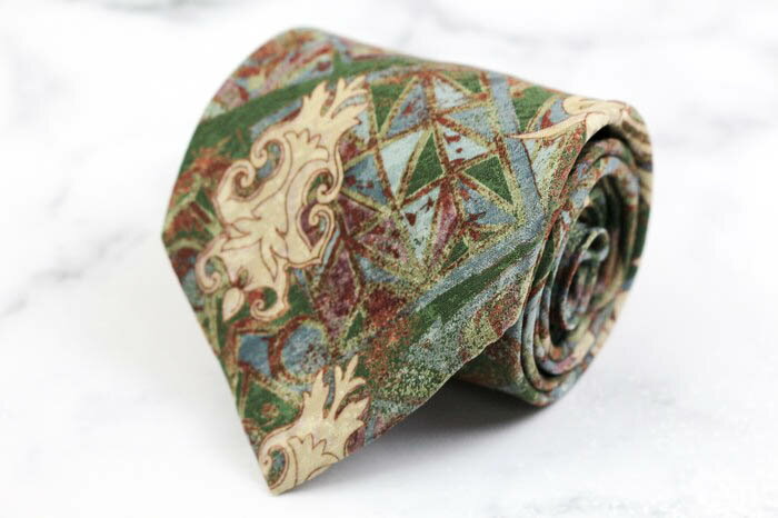 レノマ ブランド ネクタイ 総柄 シルク PO メンズ グリーン renoma 【中古】
