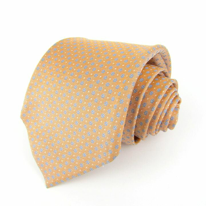 バルバ ネクタイ ブランド ワイドタイ 小紋柄 シルク ナポリ セッテピエゲ メンズ コーラルオレンジ BARBA 【中古】