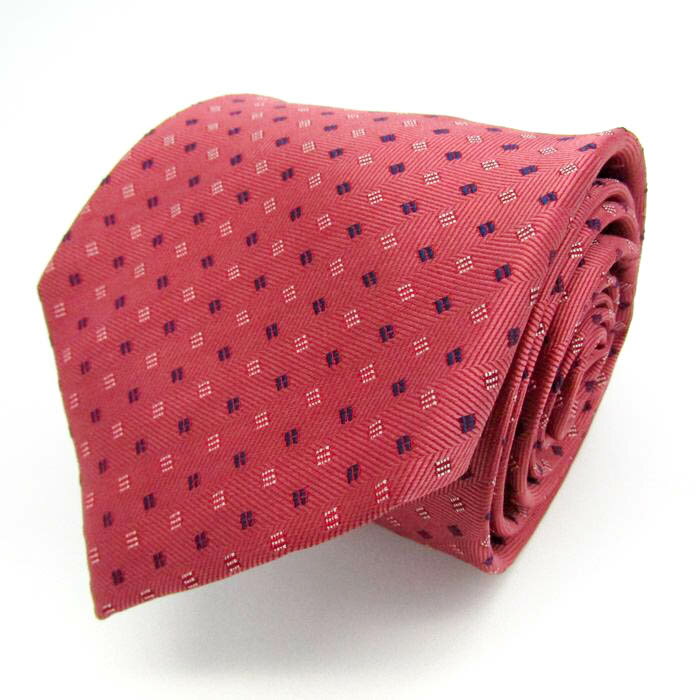 レノマ ブランド ネクタイ 小紋柄 ヘリンボーン柄 シルク PO メンズ ピンク renoma 【中古】
