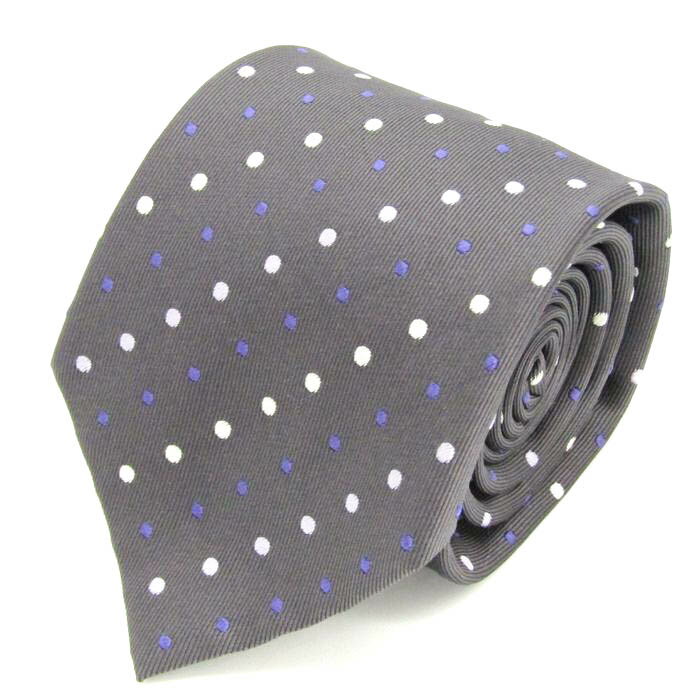 シンプルフレーズクラバット ブランド ネクタイ ストライプ柄 ドット シルク PO メンズ グレー SIMPLE PHRASE CRAVAT 【中古】