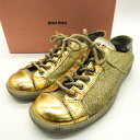 ミュウミュウ スニーカー ローカット ブランド シューズ 靴 レディース 38サイズ ゴールド MIUMIU 【中古】