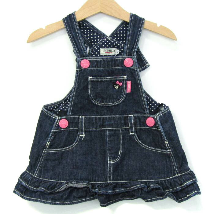 ミキハウス サロペット ジャンパースカート デニム ダブルビー ベビー 女の子用 F(70-80)サイズ ネイビー MIKIHOUSE 【中古】
