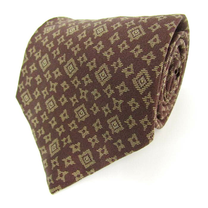ザタイ ブランド ネクタイ 小紋柄 スクエア柄 ダイヤ柄 シルク PO メンズ ブラウン THE TIE 【中古】