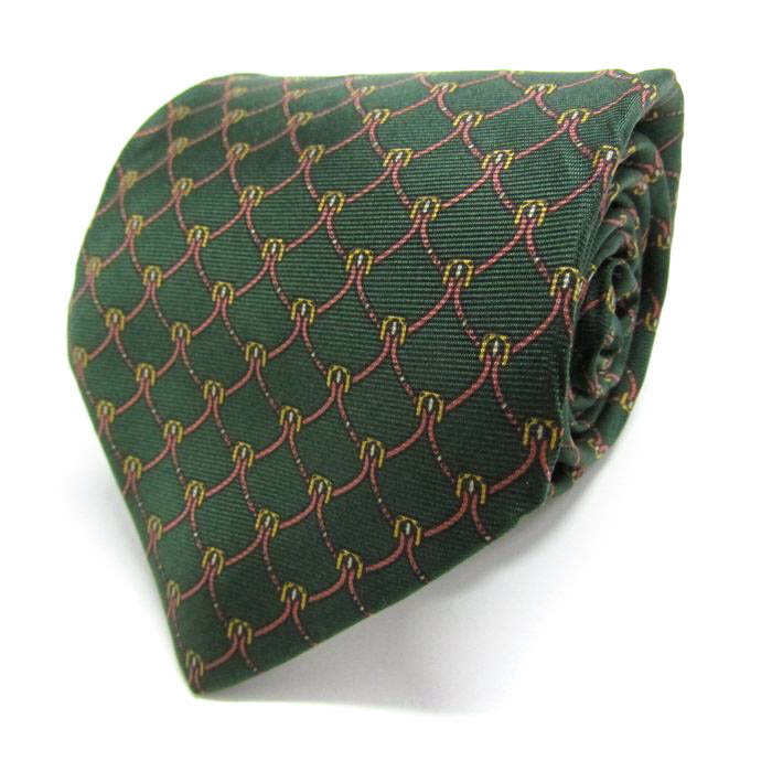 タイラック ブランド ネクタイ 格子柄 パネル柄 シルク PO メンズ カーキ Tie Rack 【中古】