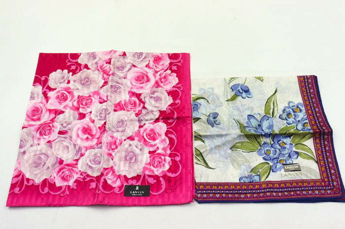 ランバン ハンカチ 未使用 2点セット 花柄 ブランド まとめて 小物 レディース LANVIN 【中古】