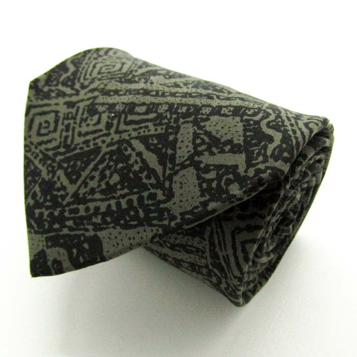 ニノセルッティ ブランド ネクタイ 総柄 小紋柄 幾何学模様 シルク PO メンズ カーキ Nino Cerruti 【中古】