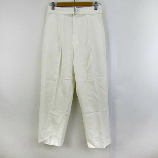 ロートレアモン パンツ ボトムス タック ベルト付き レディース 40サイズ ホワイト LAUTREAMONT 【中古】 ロートレアモン パンツ ボトムス タック ベルト付き レディース 40サイズ ホワイト LAUTREAMONT 【中古】
