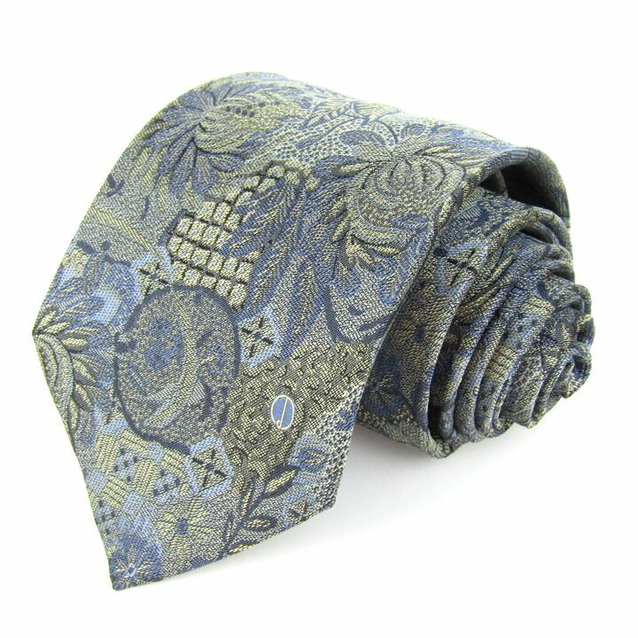 ダンヒル ネクタイ ブランド 総柄 植物柄 シルク イタリア製 メンズ ネイビー Dunhill 【中古】