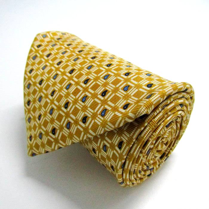 アンドリューズタイ ブランド ネクタイ ペイズリー チェック柄 格子柄 シルク イタリア製 PO メンズ イエロー Andrew's Ties 【中古】
