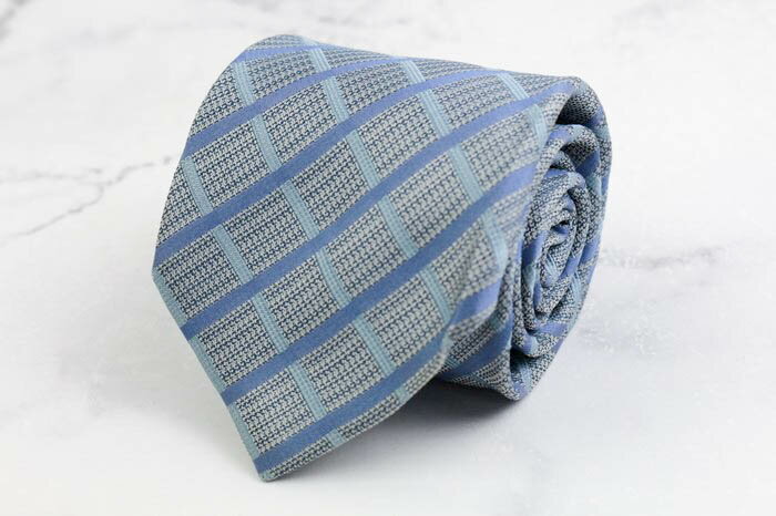 アドニス ブランド ネクタイ チェック柄 格子柄 シルク PO メンズ ブルー ADONIS 【中古】