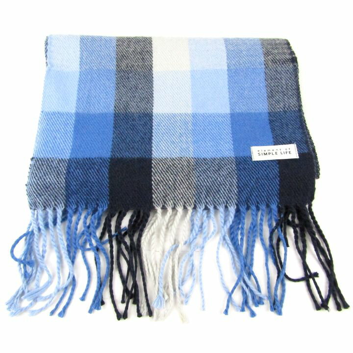 エレメントオブシンプルライフ マフラー チェック柄 ブランド レディース ブルー element of SIMPLE LIFE 【中古】