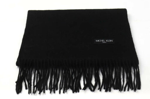 ミッシェルクラン マフラー 無地 ロゴ ブランド メンズ レディース ブラック MICHEL KLEIN 【中古】 ミッシェルクラン マフラー 無地 ロゴ ブランド メンズ レディース ブラック MICHEL KLEIN 【中古】