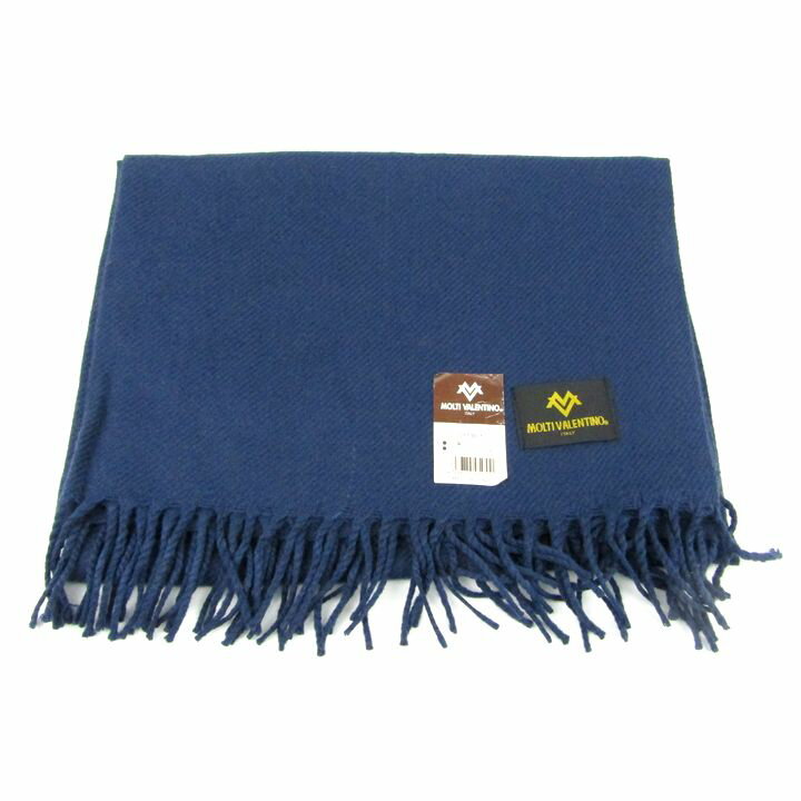 モルティ バレンチノ 無地 ひざ掛け 未使用 フリンジ レディース メンズ ネイビー MOLTY VALENTINO 【中古】