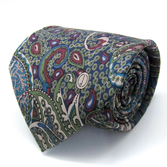 ダンヒル ブランド ネクタイ ロゴ 総柄 ペイズリー シルク イタリア製 PO メンズ ネイビー Dunhill 【中古】