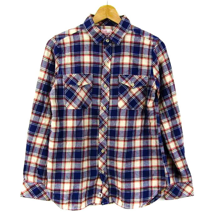 コーエン 長袖シャツ チェック柄 トップス メンズ Lサイズ ブルー系×ベージュ coen 【中古】