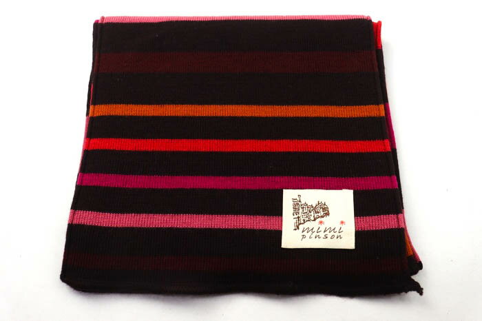 ミミパンソン マフラー ボーダー ブランド 小物 レディース ネイビー mimi pinson 【中古】