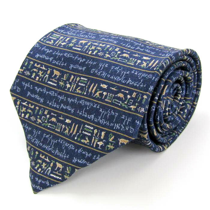 ミユキ カツラ ブランド ネクタイ 総柄 ボーダー柄 古代 壁画 シルク 日本製 PO メンズ ネイビー YUMI ..